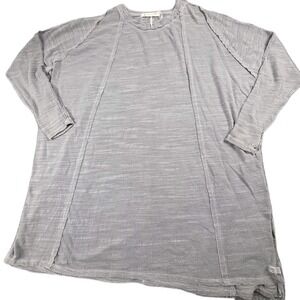 We The Free People Top Small Distressed Gray Long Tunic  Grunge Thumb Holes